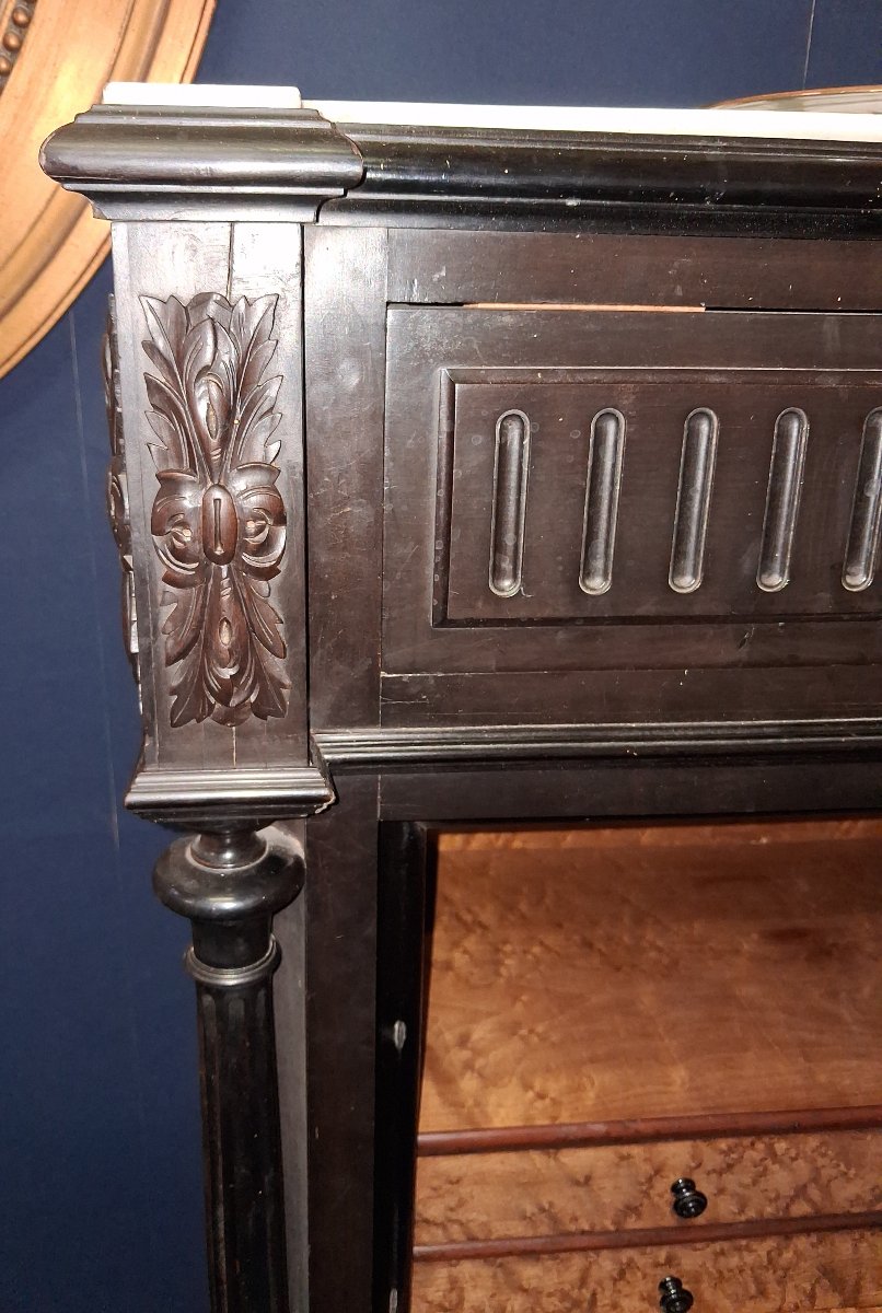 Napoleon III-style Drop-leaf Desk In Blackened Wood With Burl – 19th Century -photo-4