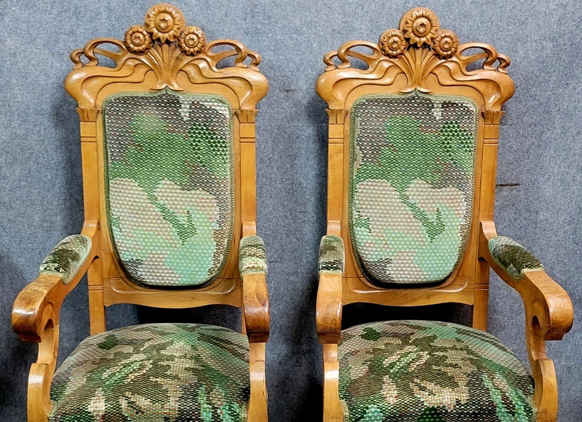 Paire de fauteuils Art Nouveau – Jugendstil – d’après Cugini Lanzani, vers 1900 -photo-2