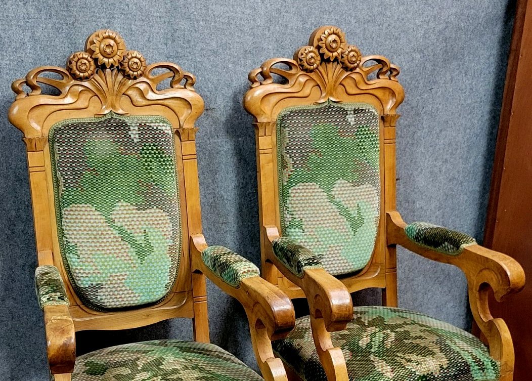 Paire de fauteuils Art Nouveau – Jugendstil – d’après Cugini Lanzani, vers 1900 -photo-3