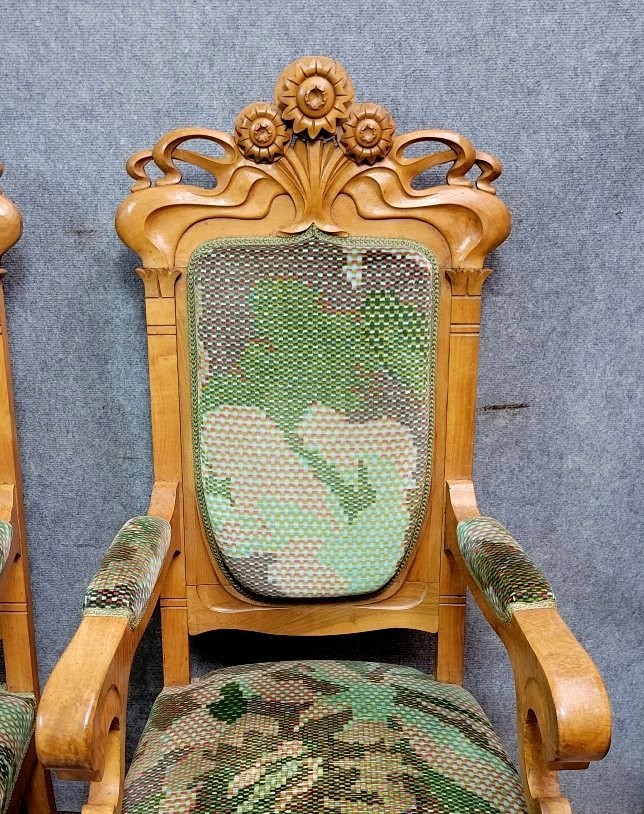 Paire de fauteuils Art Nouveau – Jugendstil – d’après Cugini Lanzani, vers 1900 -photo-4