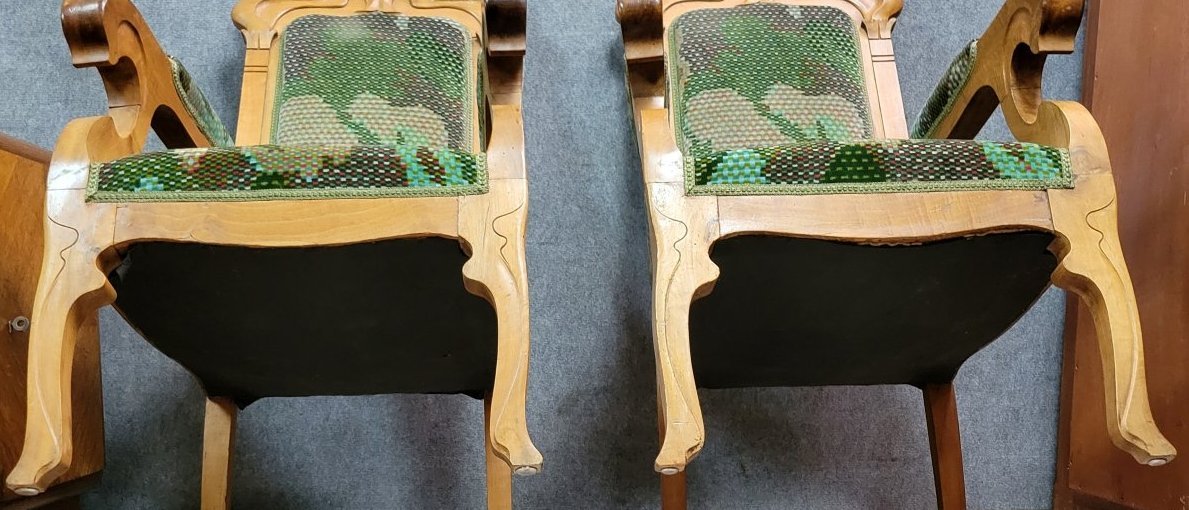 Paire de fauteuils Art Nouveau – Jugendstil – d’après Cugini Lanzani, vers 1900 -photo-4