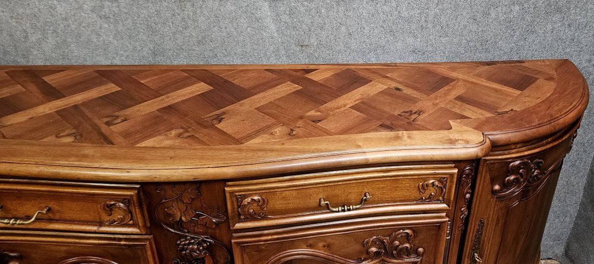 Large Carved Walnut Sideboard / Credenza—with Putto Decoration—20th Century -photo-2