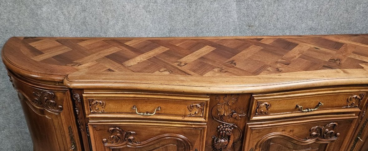 Large Carved Walnut Sideboard / Credenza—with Putto Decoration—20th Century -photo-4