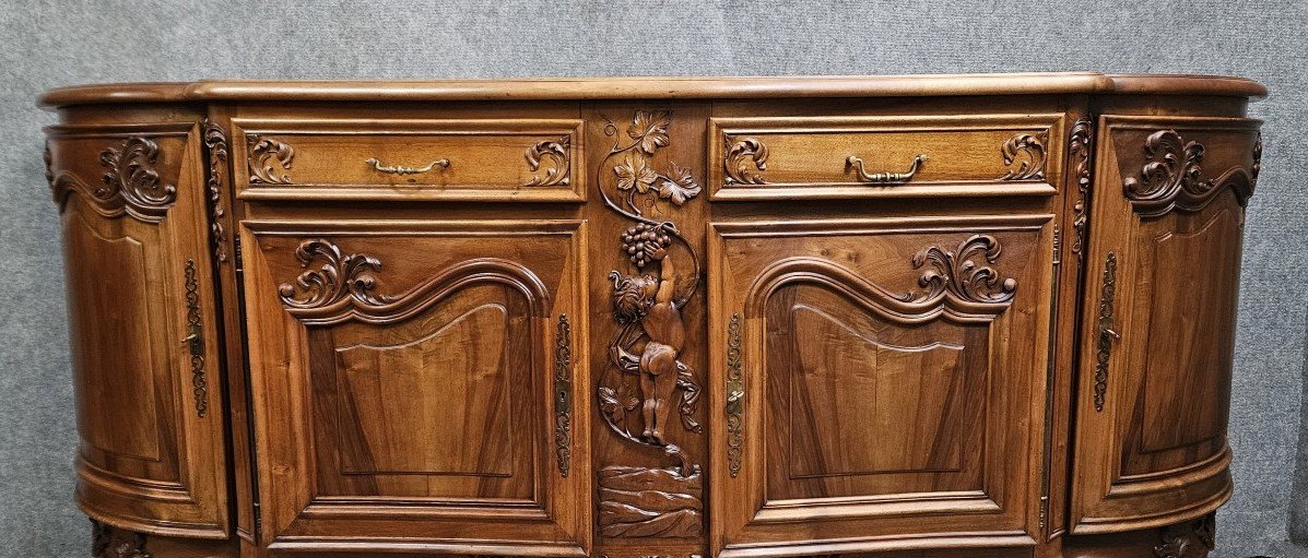 Large Carved Walnut Sideboard / Credenza—with Putto Decoration—20th Century -photo-5