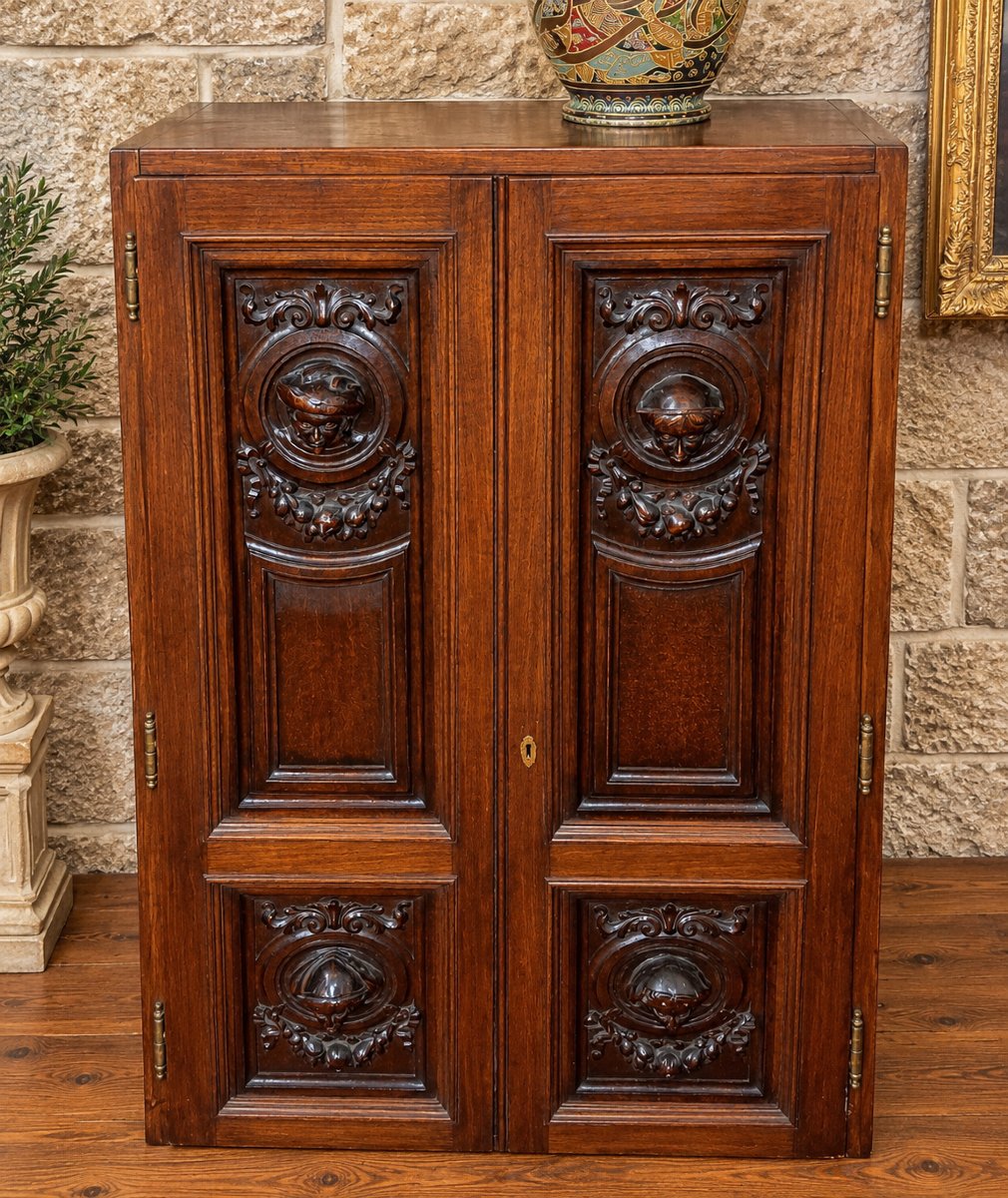 Armoire à pipes - meuble de collectionneur en bois sculpté – Style Renaissance – XIXe siècle 