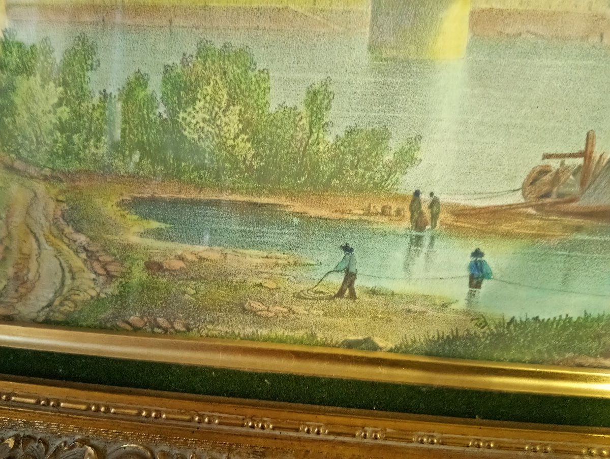 View Of Valence And The Rhône River – Color-enhanced Lithograph – 19th Century -photo-2