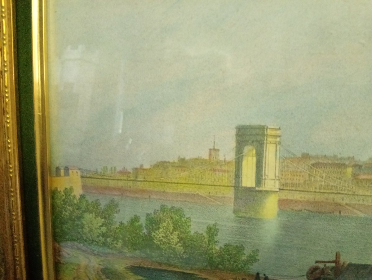 View Of Valence And The Rhône River – Color-enhanced Lithograph – 19th Century -photo-5