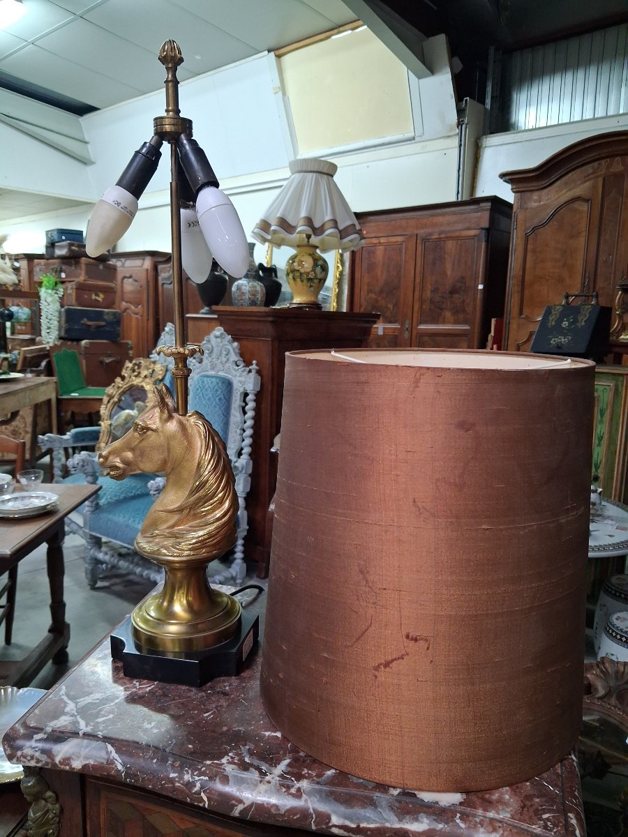Gilded Bronze Horse Desk Lamp – Maison Jansen Style – 20th Century -photo-3