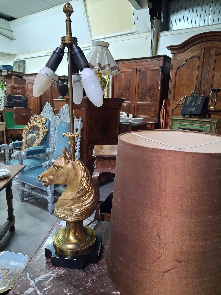 Gilded Bronze Horse Desk Lamp – Maison Jansen Style – 20th Century -photo-4