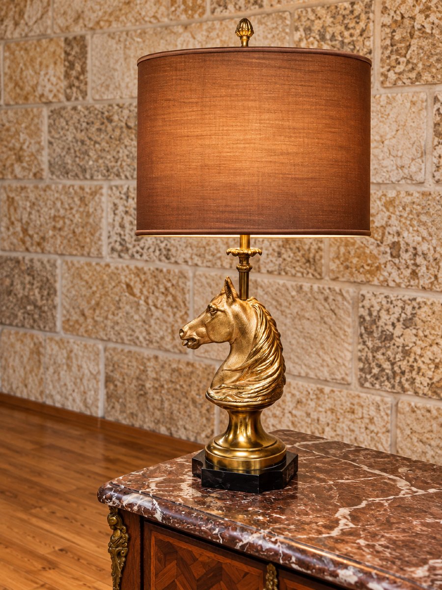 Gilded Bronze Horse Desk Lamp – Maison Jansen Style – 20th Century 