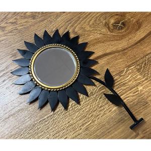 Vintage 70s: Sunflower Mirror Marked And Signed On The Back / Chaty Vallauris Am
