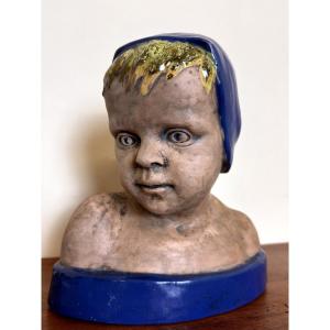 Terracotta Bust Of A Child Signed Gelmetti