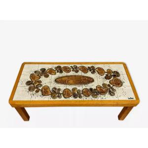 Jean d'Asti Vallauris: Signed Ceramic Tile Coffee Table 