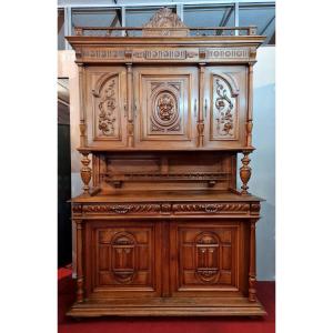 Renaissance Style Buffet In Solid Walnut 