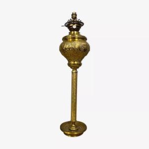 Très Grande Lampe à Pétrole De Chez Hinks And Sons En Laiton Et Bronze Doré époque Napoléon III