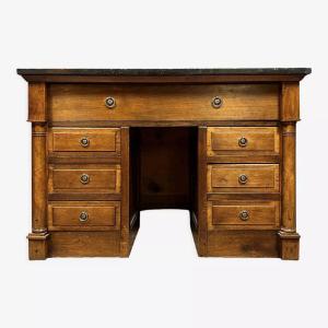 Empire Style Pedestal Counter Desk In Blond Mahogany 