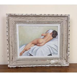 Oil On Canvas Art Deco Period Depicting A Nude From The Back
