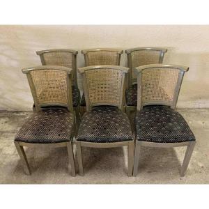 Series Of 6 Lacquered Wood Restaurant Chairs 