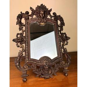 Magnificent Napoleon III Period Mirror In Patinated Bronze 