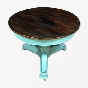 Revisited Empire Pedestal Table With Blue Lacquer