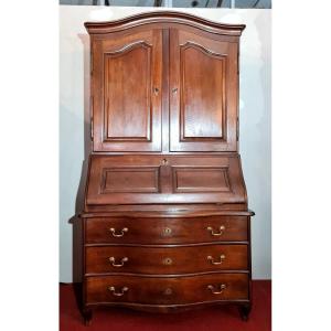 Curved Scriban Commode Cabinet Louis XV Period In Walnut