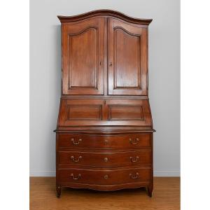 Cabinet Commode Scriban Galbée époque Louis XV En Noyer