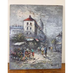 Caroline C. Burnett: Oil On Canvas Depicting The Flower Market In Paris 