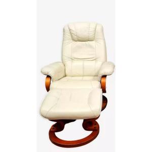 Vintage Reclining Armchair With Its Leather Ottoman 
