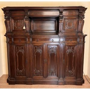  Important Renaissance Style Notary Cabinet In Walnut