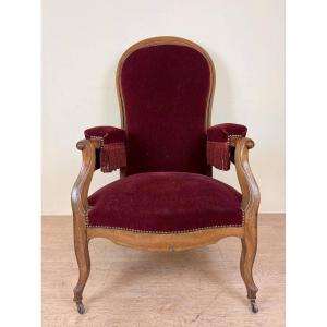Voltaire Armchair With Rack 19th Century In Walnut 