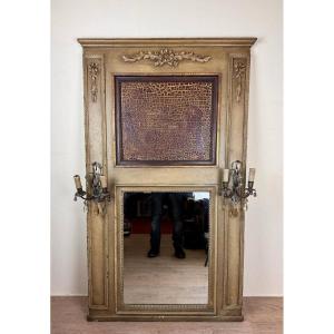 Louis XVI Style Trumeau Mirror In Lacquered Wood
