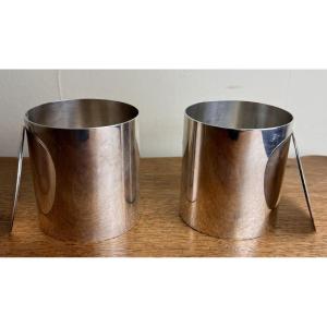 Christofle France / 2 Tea Boxes Or Sugar Bowls In Silver Metal
