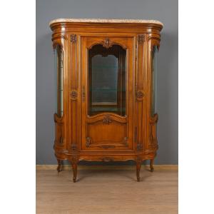 Bibliothèque Style Louis XV Provençale De Forme Demi Lune En Merisier 