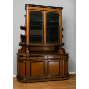 Importante Bibliothèque Demie Lune époque Louis Philippe En Noyer Et Bois Noirci 