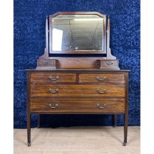 Commode Anglaise à Psyché En Acajou Vers 1880