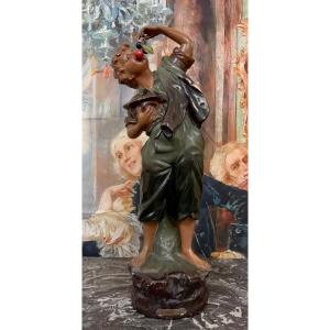 Statue En Platre Peint époque Art Déco