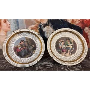 Paire d'Assiettes En Porcelaine d'Uzes