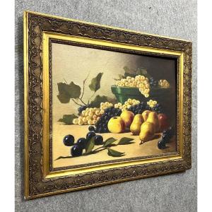 Oil On Canvas Painting Still Life With Fruit (b)  