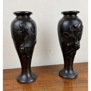 Paire de Vases En Bronze époque Art Nouveau 