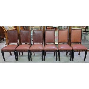 série de 6 chaises époque Art Nouveau en acajou vers 1900