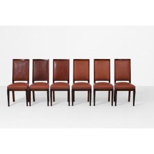 Set Of 6 Art Nouveau Mahogany Chairs Circa 1900