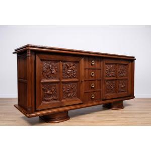 After Charles Dudouyt: Solid Oak Sideboard 