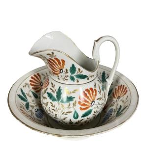 Broc et bassin époque Empire en porcelaine de Paris  