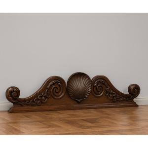 Large Louis XV Style Pediment Above Door In Walnut / 141cm