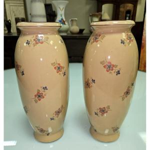 Pair Of Ceramic Vases After Jérome Massier