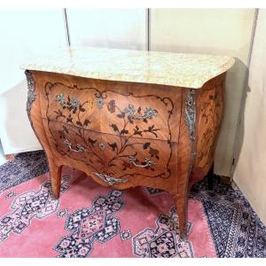 Louis XV Style Curved Ladies' Chest Of Drawers In Marquetry  