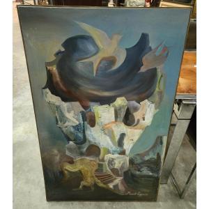 Rault Eggens: Huge Modernist Oil On Canvas 