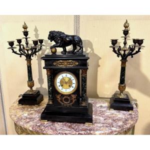 Garniture au lion Empire en bronze 