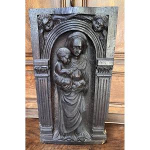 Italie XVIIeme : Sculpture vierge a l'enfant