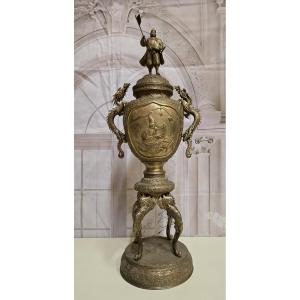 Asia 19th Century: Very Important Bronze Incense Burner With Dragons And Samurai